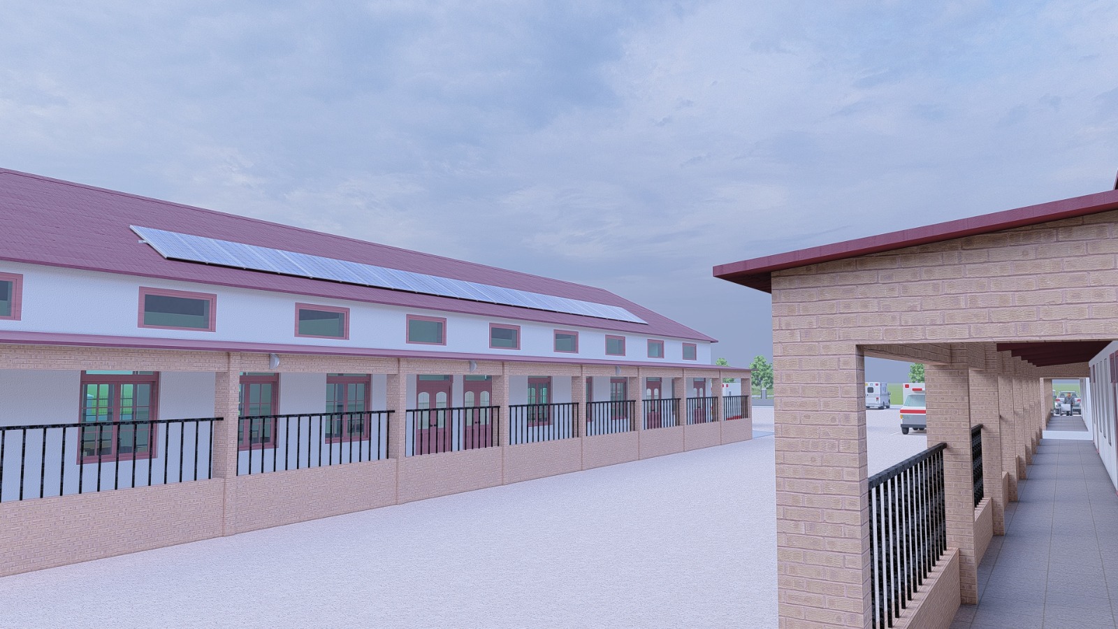 Courtyard rendering of the proposed medical center
