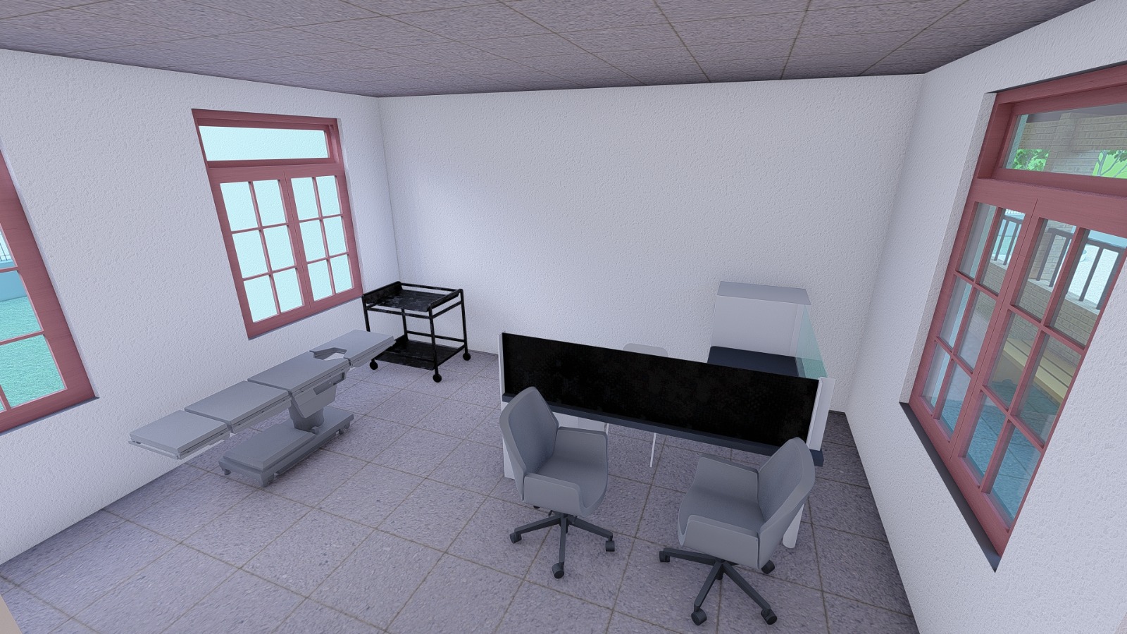 Rendering of a medical consultation room